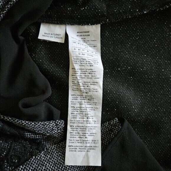 Intrend Max Mara Top Womens L Gray Black Pullover LS Lace Satin Sheer Whimsigoth - Picture 10 of 15